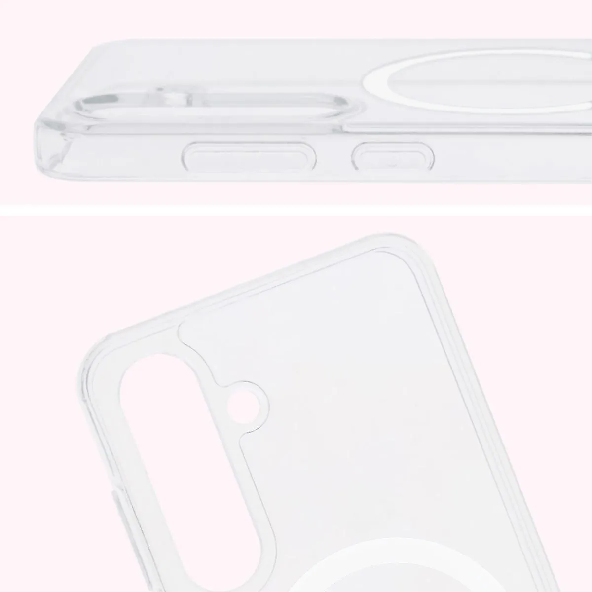 Pełne wycięcie i podwyższone krawędzie aparatu w etui Bizon Case CrystalO